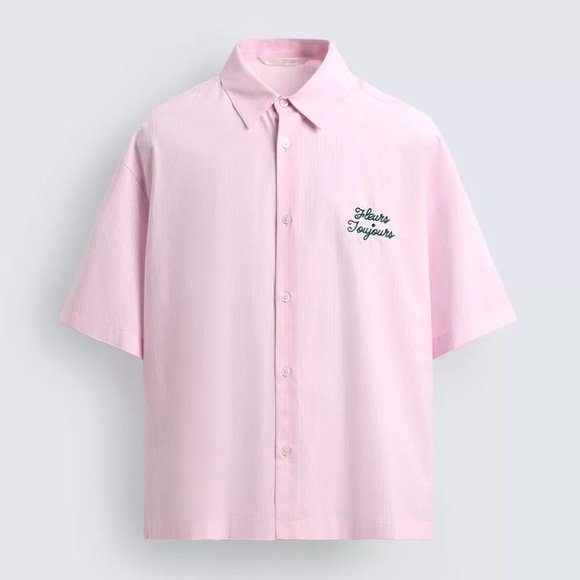 *NEW* ZARA PINK STRIPED FLEUR TOUJOURS BUTTON DOWN SHIRT XL - Picture 4 of 8